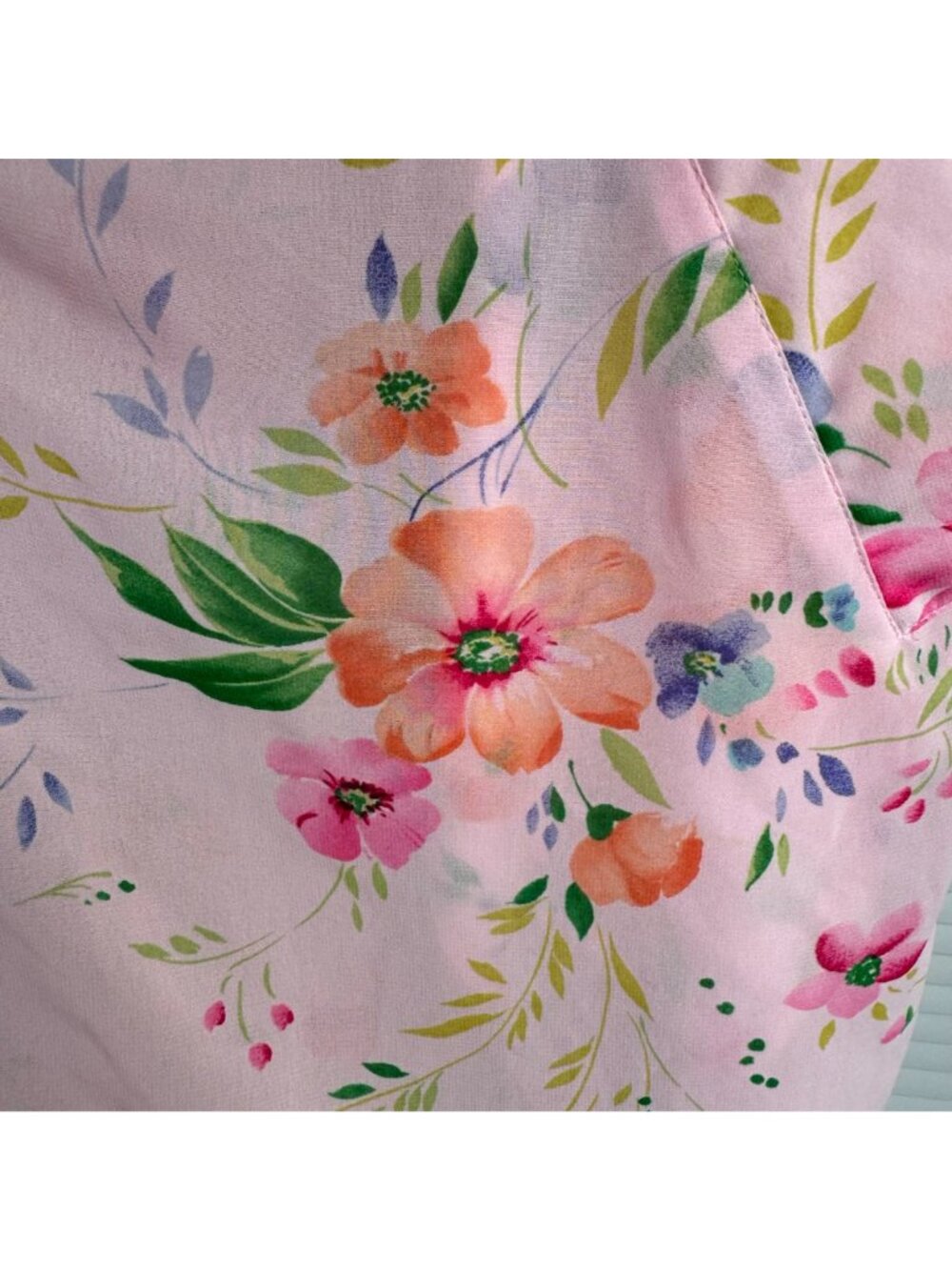 Victoria's Secret Kimono Sexy Robe Lingerie O/S  Pink Blue Floral Tie Loungewear - Picture 8 of 14